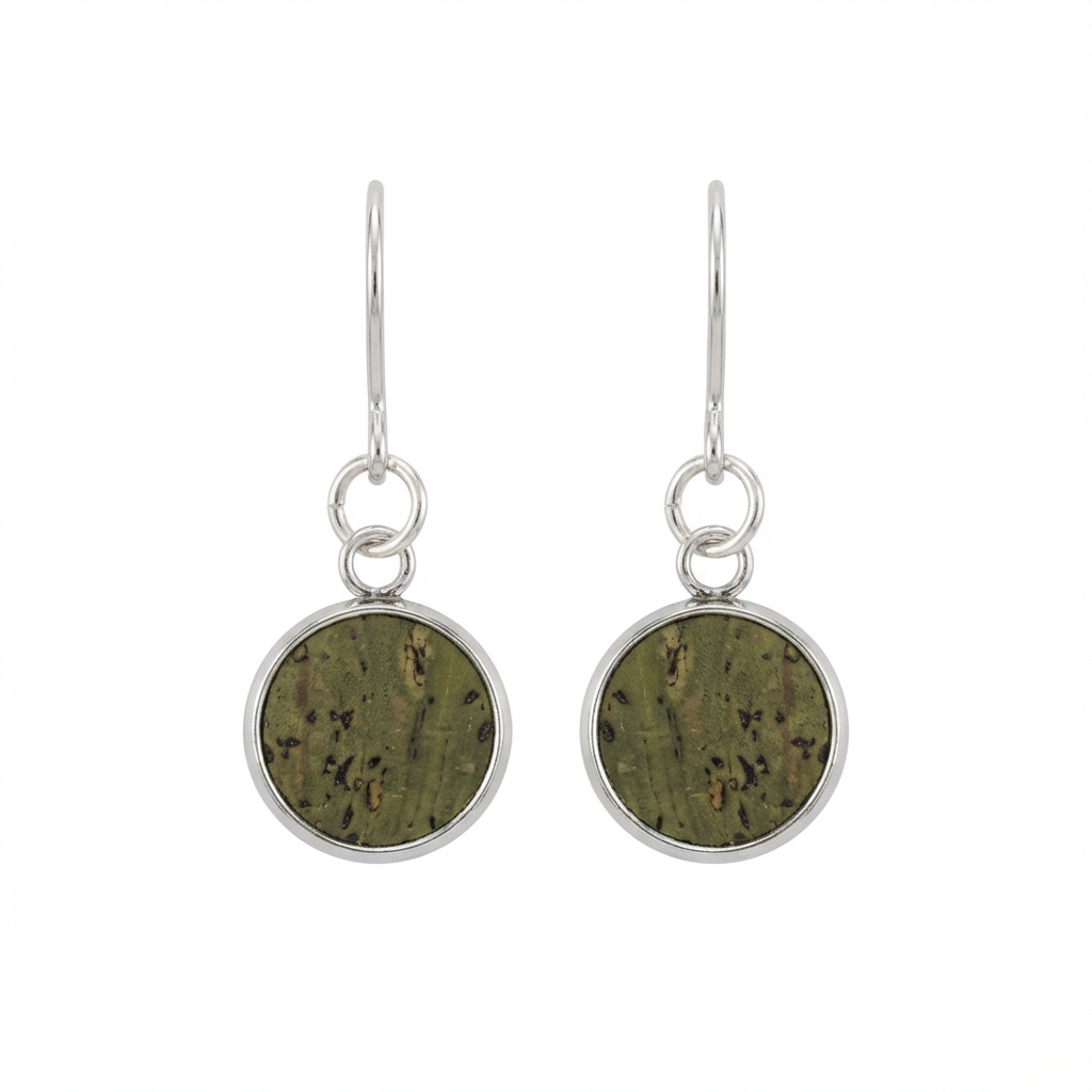 Khaki Vegan Cork Dangle Earrings Khaki Vegan Cork Dangle Earrings