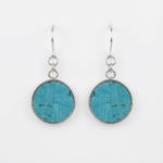Teal circle dangle cork earrings