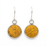 Mustard Yellow Vegan Cork Circle Drop Earrings