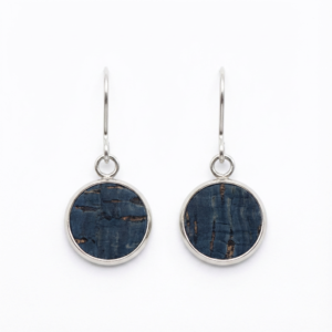 dark Blue circle dangle cork earrings