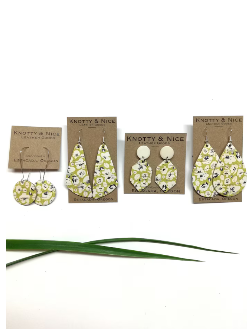 Untitled design (17) Golden Mustard Vegan Cork Stud Earrings - Image 1