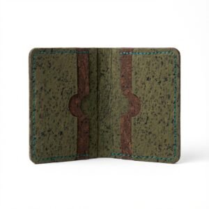 green and brown cork cardholder