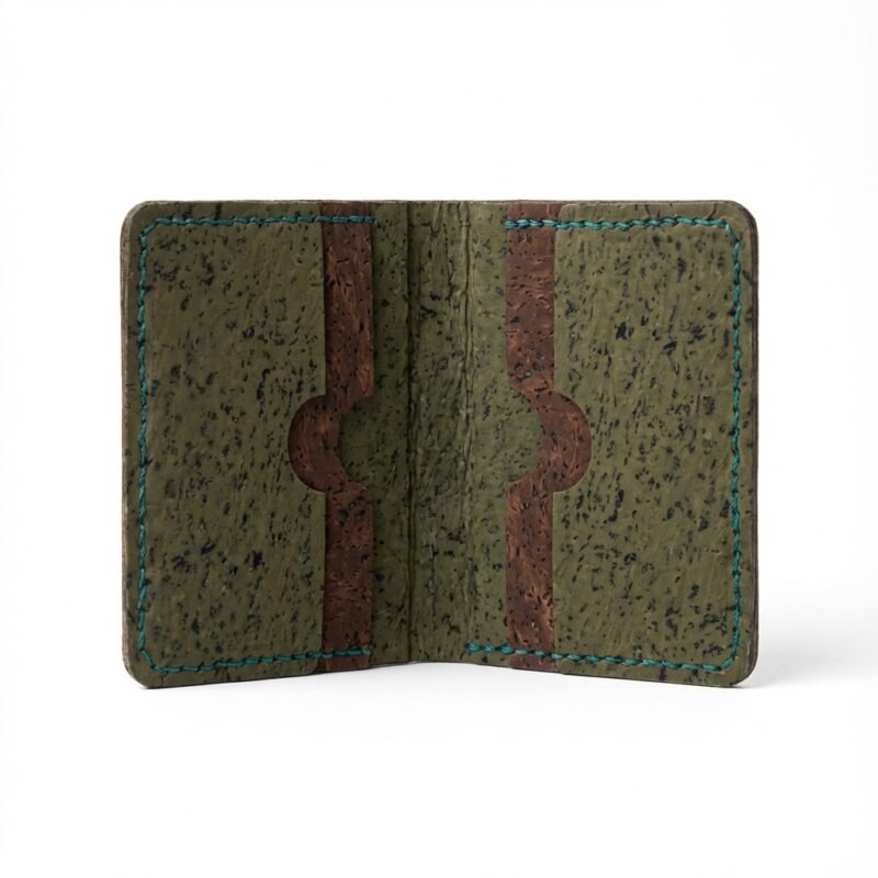 green and brown cork cardholder
