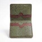 green and brown cork cardholder inside