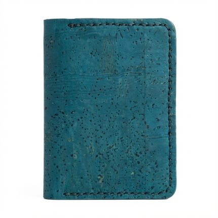 teal cork cardholder wallet outside